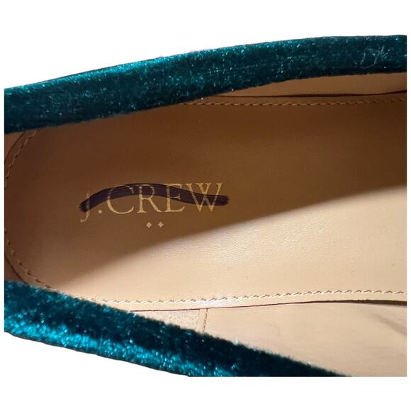 J. CREW Women's 11 Emerald Green Velvet Loafers Horse Bit Shoe Preppy Equestrian - Picture 13 of 14